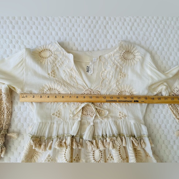 Boho Cream Crochet Bell Sleeve Top - Picture 8 of 9